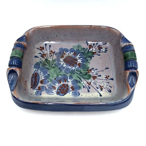 Dish Hand Painted Terracotta 10 x 8.25 Rectangle Tray Blue Corsica Terraghja - Picture 1 of 9