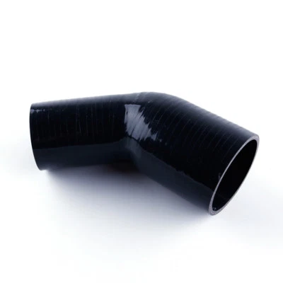 Black 2.25" To 3" 45 DEGREE Elbow 57/76mm Silicone Intercooler Coupler Hose - Image 1 of 4