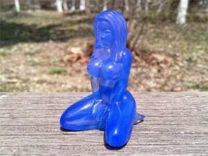 3" Carved Blue Opalite Yoga Women Reiki Crystal Skull Female model decor gift 1x - Picture 1 of 15