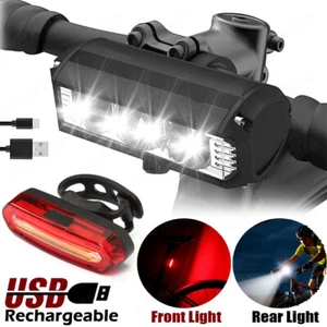 Waterproof Super Bright Bike Light Rechargeable Bicycle Front & Rear Headlight - Bild 1 von 18