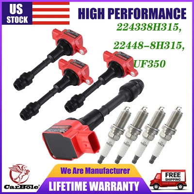 4x bobinas de encendido + 4x bujías para Nissan Altima Sentra 2002-2006 2,5 L UF350 Foto 1 de 4