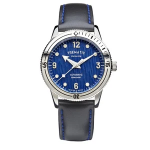 Trematic Men's 'AC 14' Blue Dial Black Apple Skin Strap Automatic Watch 1415121 - Picture 1 of 5
