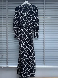 Next Emma Willis Größe 8 zierliches einfarbiges Druck Wickel Midi Maxikleid neu mit Etikett - Bild 1 von 10
