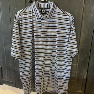 Exclusive Olympic Club San Francisco Golf Polo Blue White Stripe XL FootJoy - Picture 1 of 5