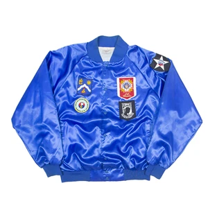 Chaqueta de satén vintage AUBURN SPORTSWEAR Shell azul nailon años 90 para hombre XL - Imagen 1 de 8