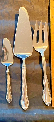 FONTANA BY TOWLE STERLING SILVER 3 SERVERS     CAKE, CHEESE AND COLD MEAT FORK - Image 1 of 3