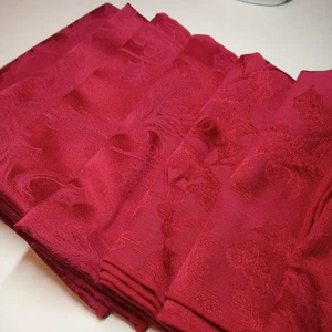 Vintage Satin Holiday Christmas Dark Red Holly Berry  17" Dinner Napkins 7 pc - Picture 1 of 7