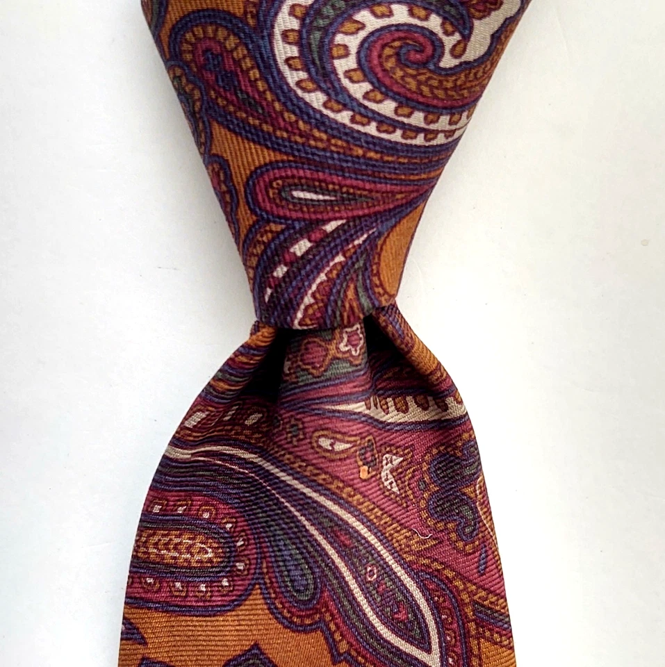 Мужской старинный шелковый галстук LORD & TAYLOR Madder пейсли Raw Sienna/Multi б/у в отличном состоянии 54 дюйма - Изображение 1 из 4