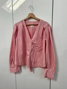 Free People We The Free Farmhouse Fresh Blouse. Pink/White. Large. - Picture 1 of 7