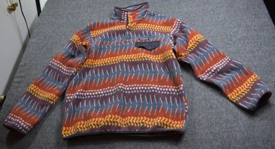 Patagonia Synchilla Sz M Laughing Waters Dark Ruby Pullover Snap T Aztec  Fleece - Image 1 of 4