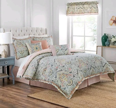 Juego de edredón reversible Waverly artesanal de 4 piezas -100 % algodón - Queen Foto 1 de 4