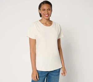 BEAUTIFUL by Lawrence Zarian Classic Knit Short Sleeve Top Ivory Medium - Picture 1 of 2