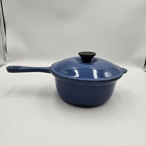 Vintage Le Creuset Cast Iron #18 Sauce Pan Blue with Lid **READ - Picture 1 of 12