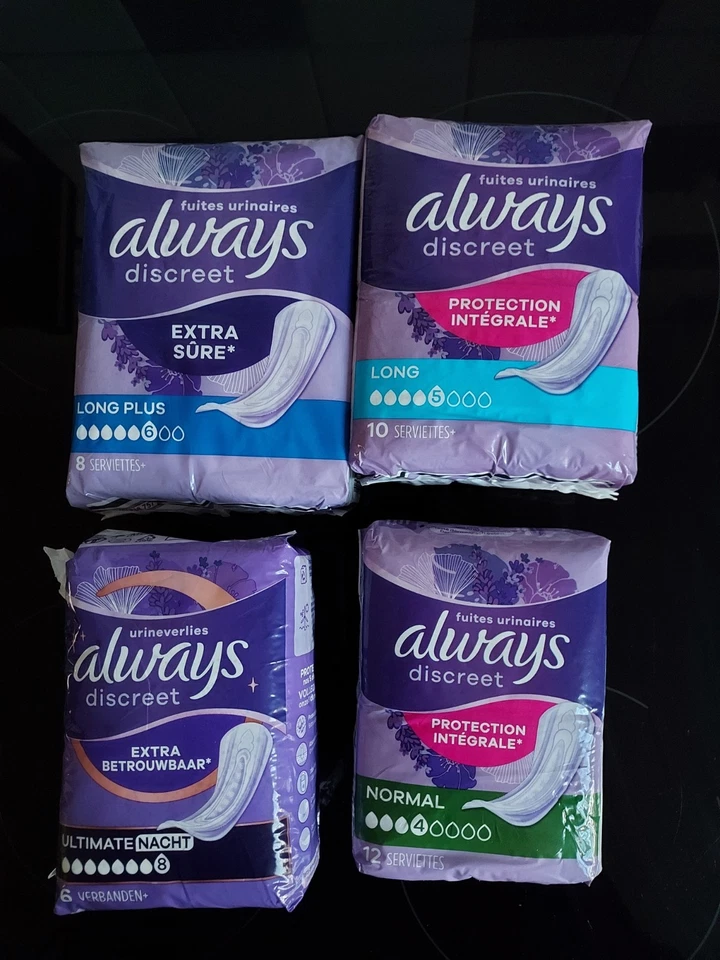 Lot de serviettes Always Discreet  de 4 modèles différents - Photo 1/1