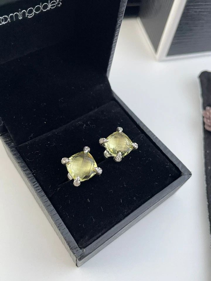 Aretes Chatelaine 925 9MM David Yurman con citrino y diamantes Foto 1 de 4