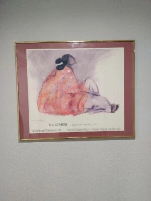 R.C. Gorman mujer sentada en tablero de ilustración 1978 impresión de galería firmada automática Foto 1 de 4