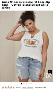 Torrid 5 (5x, Size 28) Guns N Roses Lace Up Tank Ivory Sweet Child O' Mine New! - Picture 1 of 6