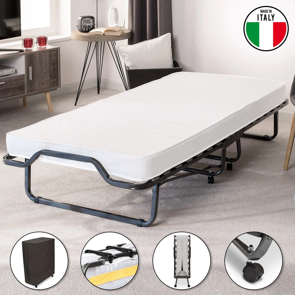 Veraflex 200x90x40cm Klappbett mit Matratze und Schutzhülle - Weiß