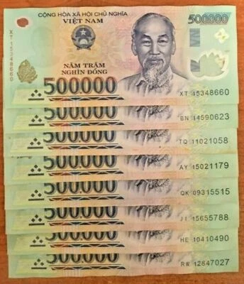 Vietnamese Dong 5 Million (10 x 500000 Note #1 ) Vietnam 500,000 UV Pass VND - Image 1 of 4