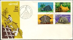 1976 Papua New Guinea Dwellings Set Of 4 Unaddressed First Day Cover, GC - Imagen 1 de 1