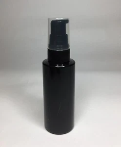 50ml PET Plastic Black Gloss Cylindrical Bottles & Black Serum Pump ANY AMOUNT - Picture 1 of 2