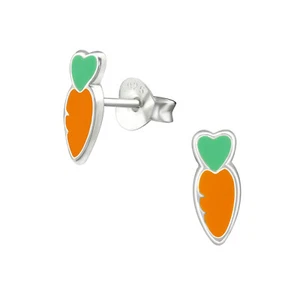 Karotte Kinder Ohrringe 925 Silber für Mädchen Ohrstecker Schmuck Geschenk - Picture 1 of 5