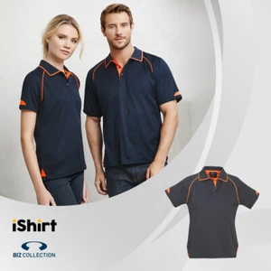 LADIES POLO POLY COTTON WITH HI-VIS FLUORO TRIMS QUICK DRY POLO TOP - Picture 1 of 9