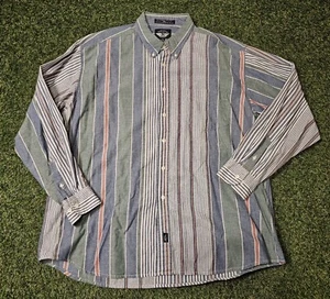 Camisa Dockers De Colección Para Hombres XL Multicolor Pastel Rayas Algodón Abotonada LS Y2K - Imagen 1 de 8