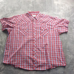 Wrangler Wrancher 3X Big 3XL Multicolor Plaid Pearl Snap Western Red Blue - Picture 1 of 9