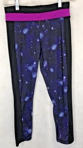 Junior Capri Leggings Black Multicolor Geometric - Picture 1 of 10