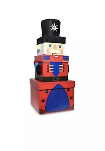 Set di 3 scatole regalo impilabili nidificabili vigilia di Natale quadrate - DADO CRACKER ROSSO BLU - Foto 1 di 1
