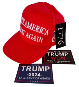 Donald Trump 45-47 MAGA Hat - Red + 2 - Stickers - Official 1776 Shirt Company - Picture 1 of 1