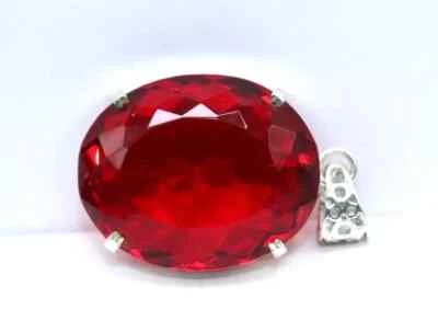 85 CT Naturale Rosso Topazio 925 Massiccio Pendente Argento Sterling A+ Gemma + - Immagine 1 di 4