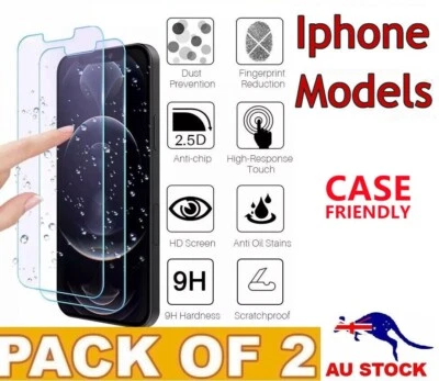 For iPhone 6 7 8 Plus X XR XS 11 12 13 14 XS XR Tempered Glass Screen Protector - image 1 of 4