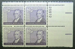 1105 MNH 1958 3c James Monroe PB President Doctrine Diplomat Montross Virginia - Picture 1 of 1