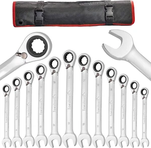 12-Piece Fixed Wrench Set, Reversible Ratcheting Combination Set, Metric 8Mm-19M - Picture 1 of 9