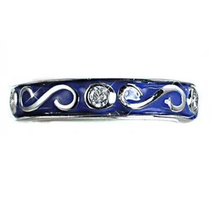 DESIGNER REPLIA_CZ_BLUE ENAMEL "S" SWIRL_ETERNITY BANDS_SZ-6_925 STERLING SILVER - Picture 1 of 9