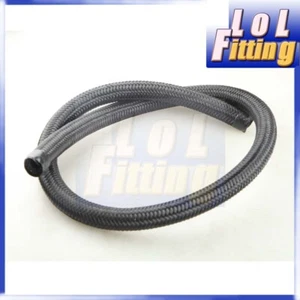 Black Nylon Cover Braided 1500 PSI 8AN AN8 AN-8 Oil Fuel Gas Line Hose 2 Feet - Picture 1 of 3