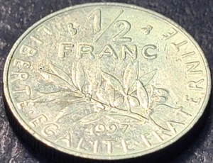 1997 FRANCE 1/2 FRANC KM# 931.1 US SELLER COMBINED SHIPPING REFUND - Picture 1 of 2