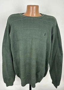 Vintage 90er Golf Pullover XL olivgrün Baumwolle Rundhals kariert Strick Baumwolle - Bild 1 von 12