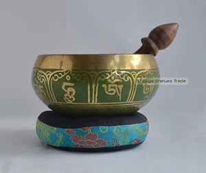 Cuenco de canto de curación budismo meditación tibetana color aleación de bronce de 5" Nepal - Imagen 1 de 9