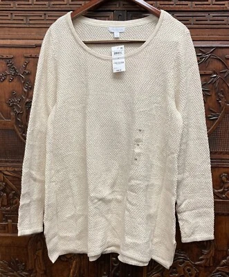 Novo Suéter Pulôver Charter Club Feminino Plus Ponto Semente, Off-White/Dourado, 1X - Imagem 1 de 2