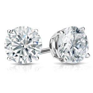 Certified Diamond 1.80ct ROUND-CUT F/VS2 DIAMOND 14K GOLD STUDS EARRINGS - Picture 1 of 5