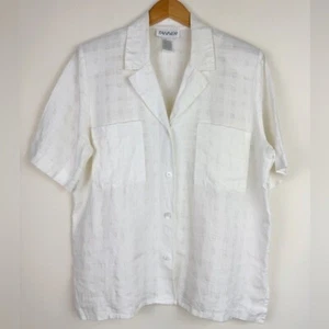 Tanner Vintage White Linen Button Down Blouse - Picture 1 of 10