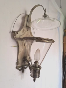 Wand Lampe, Messing versilbert, Widderköpfe um 1890, war für eine Kerze - Bild 1 von 14