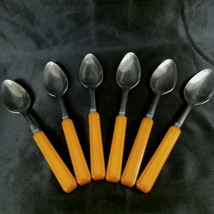 Vintage Butterscotch Bakelit 6 Esslöffel Besteck Set Retro USA MCM - Bild 1 von 6