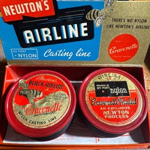 Vintage Newton's Black Airline Dupont Nylon Casting Line Spools NOS w/ Box USA - Picture 1 of 6