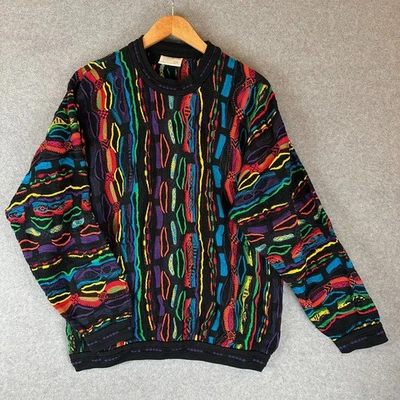 Vintage 90s COOGI Pullover Sweater L Multicolor 3D Knit Texture Cotton Australia - Image 1 of 4