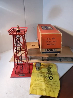 Vintage 1954 Lionel Postwar No 494 Rotating Beacon Red Tested OB Instructions - Image 1 of 4