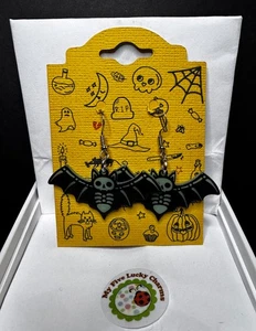 Halloween Bat Skeleton Dangle Earrings - Picture 1 of 2